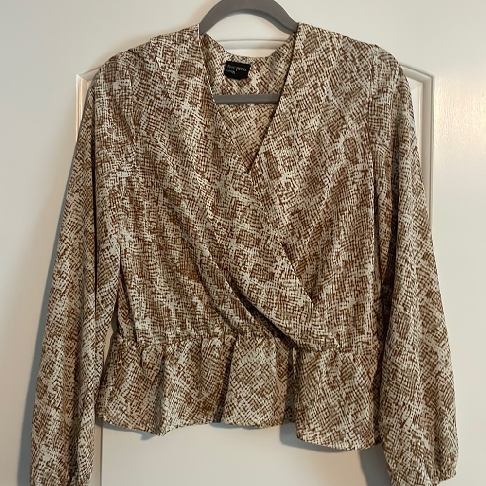 Cross front snake print blouse